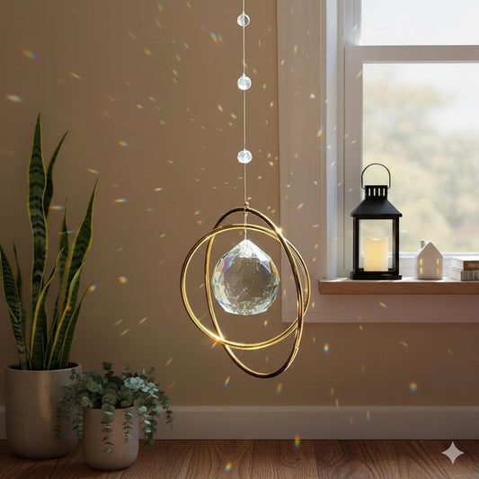 Crystal Ball Suncatcher: Modern Boho Rainbow Prism Window Decor