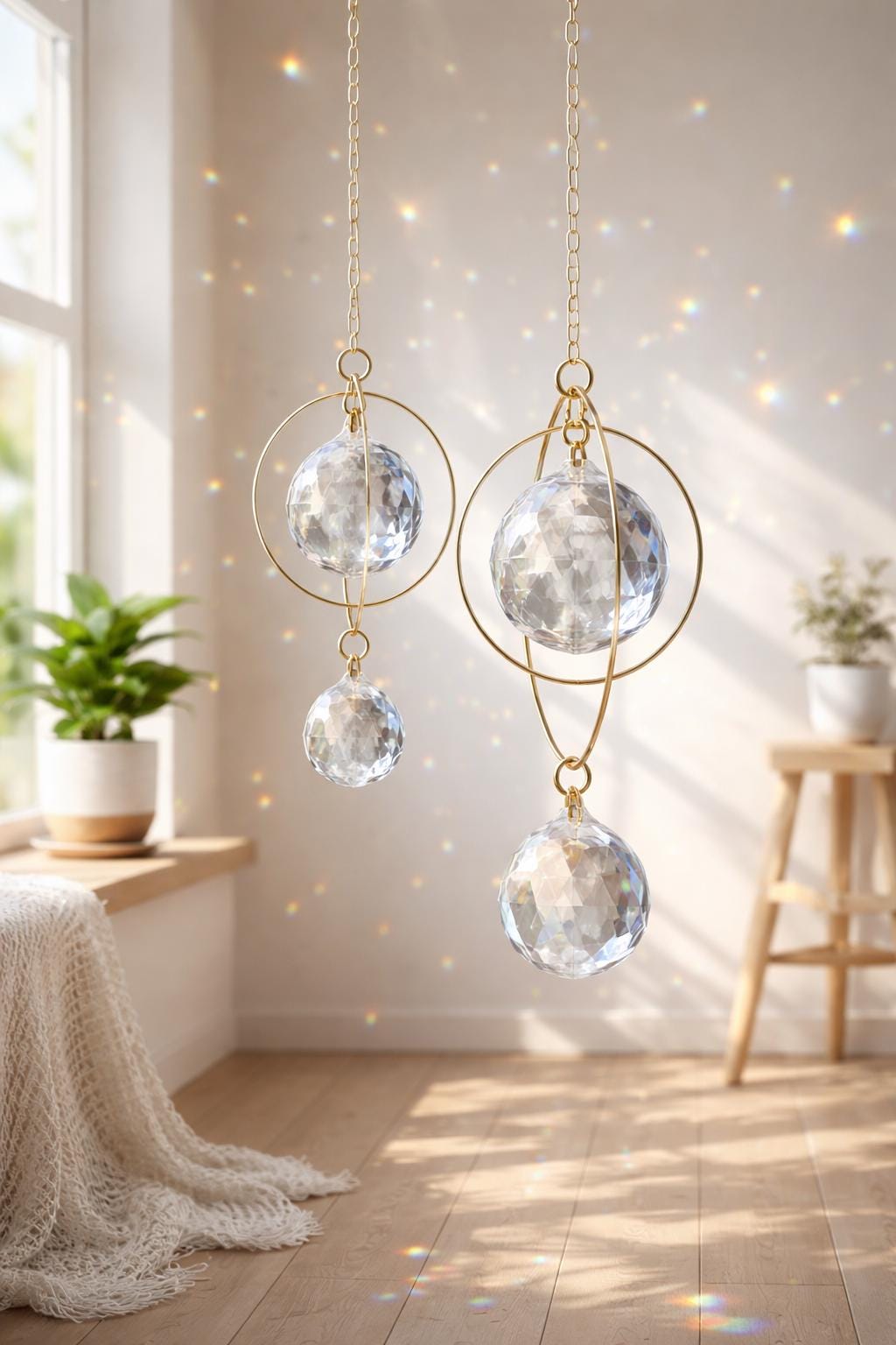 Galaxy Crystal Suncatcher: Rainbow Prism Window Hanging Decor