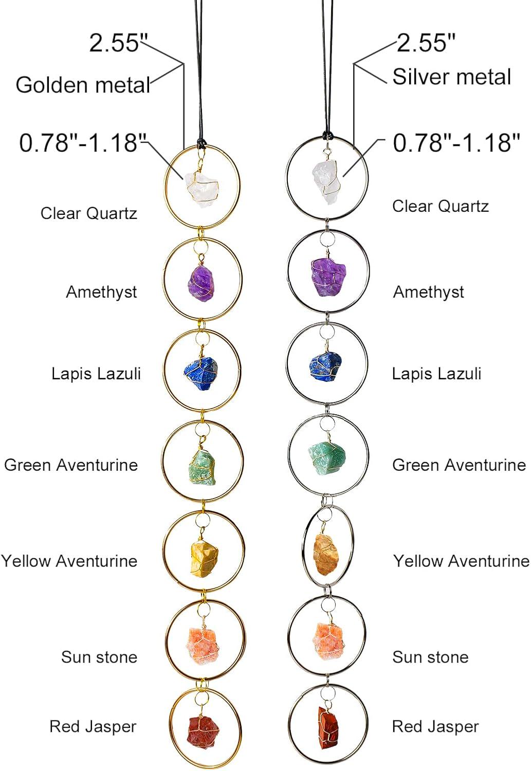 7 Chakra Crystal Hanging: Natural Stones, Boho Home Decor
