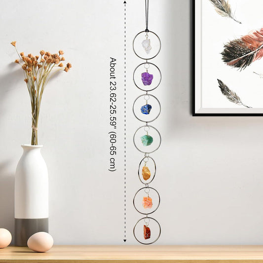 7 Chakra Crystal Hanging: Natural Stones, Boho Home Decor