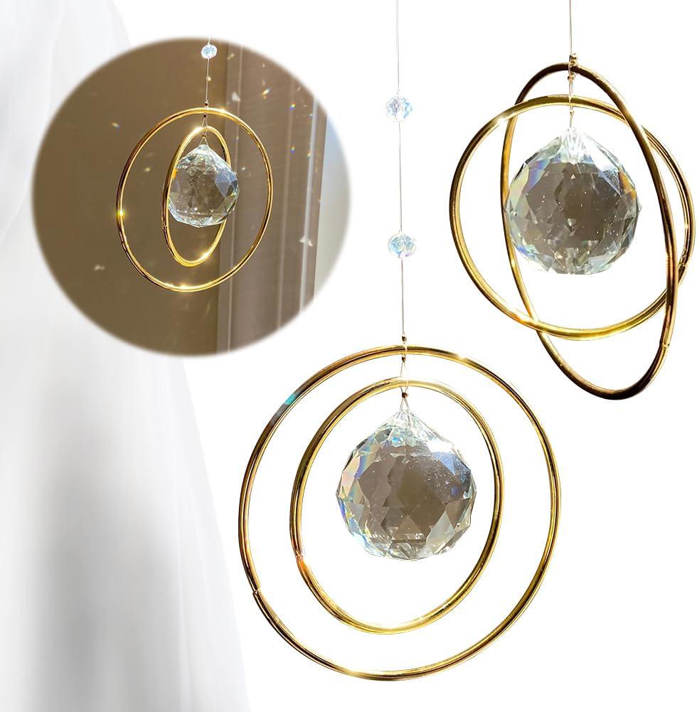 Crystal Ball Suncatcher: Modern Boho Rainbow Prism Window Decor