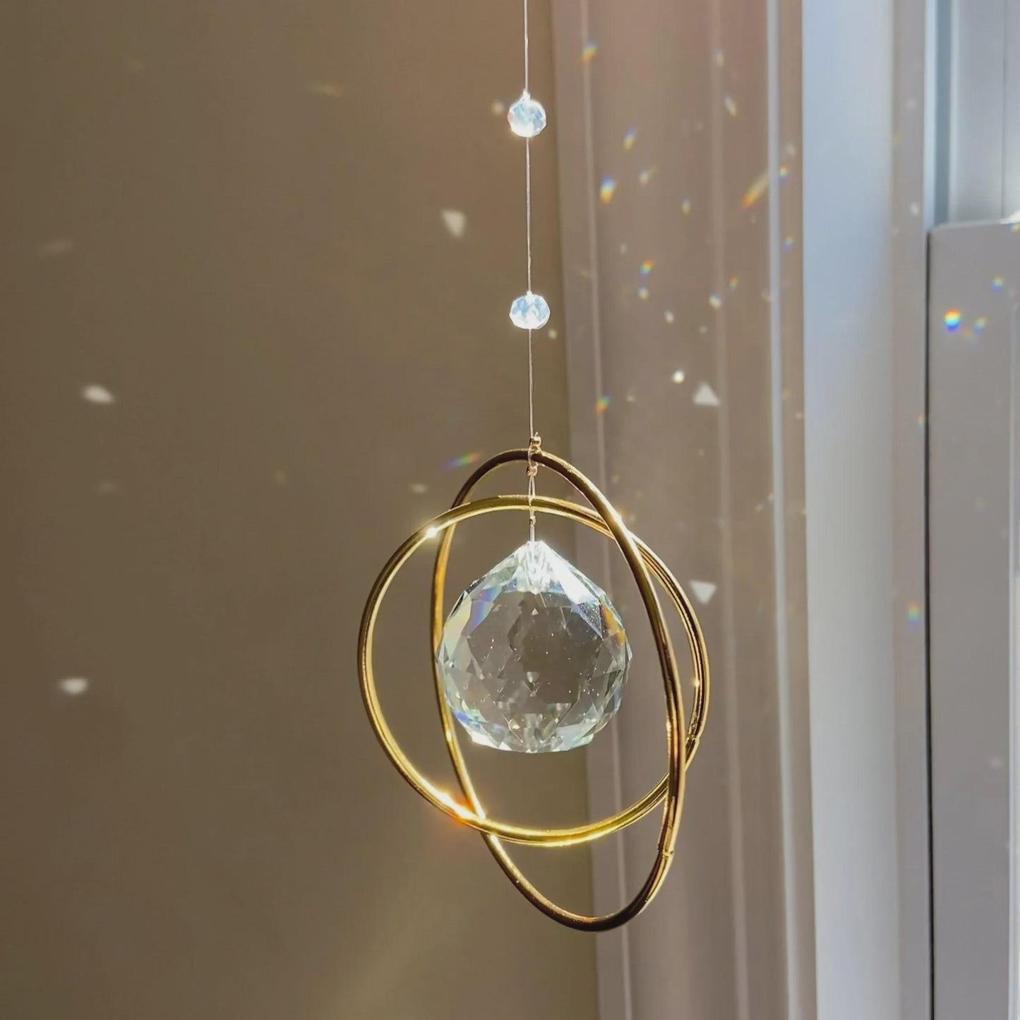 Crystal Ball Suncatcher: Modern Boho Rainbow Prism Window Decor