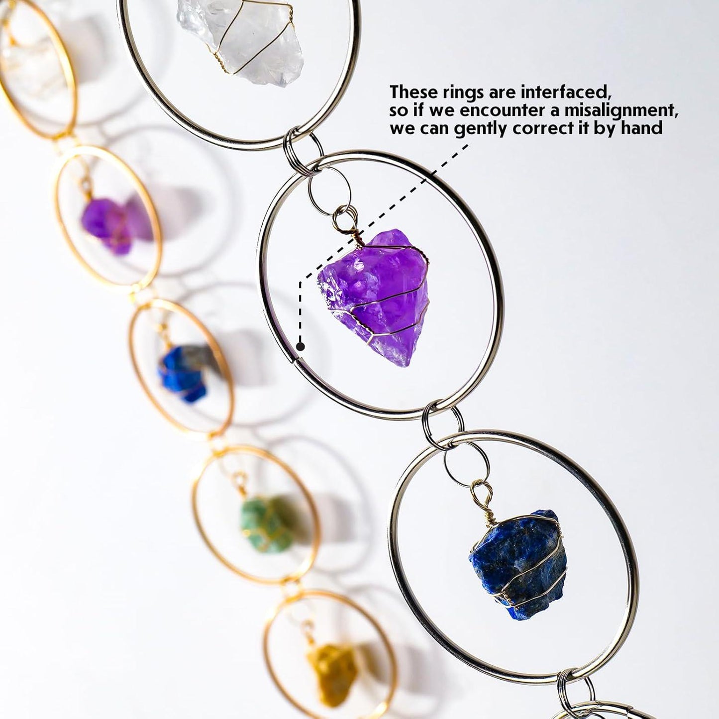 7 Chakra Crystal Hanging: Natural Stones, Boho Home Decor