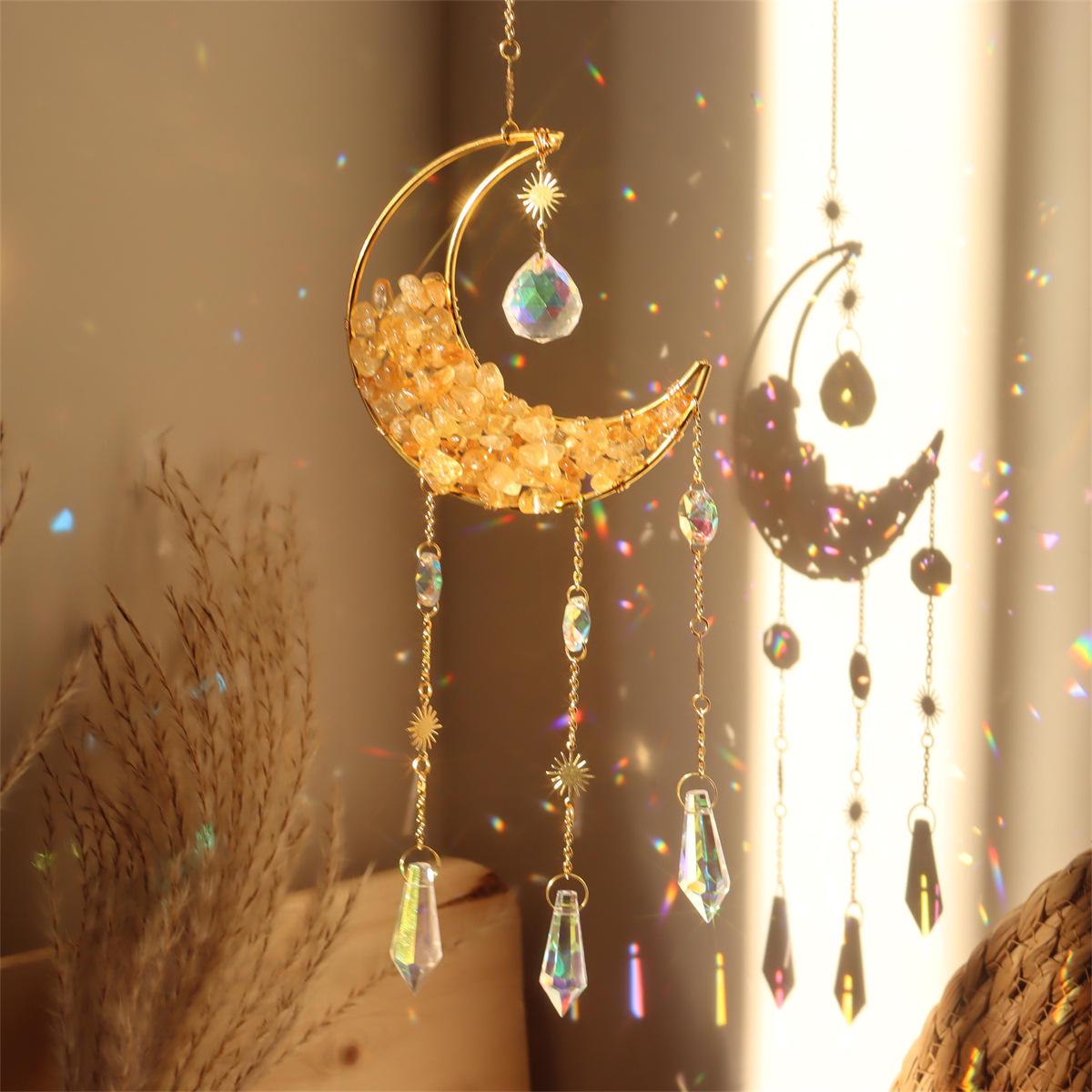 Crystal Moon Suncatcher: Boho Rainbow Maker Home Decor