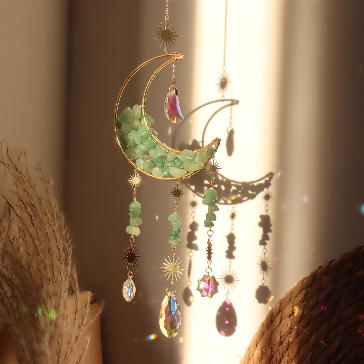 Crystal Moon Suncatcher: Boho Rainbow Maker Home Decor