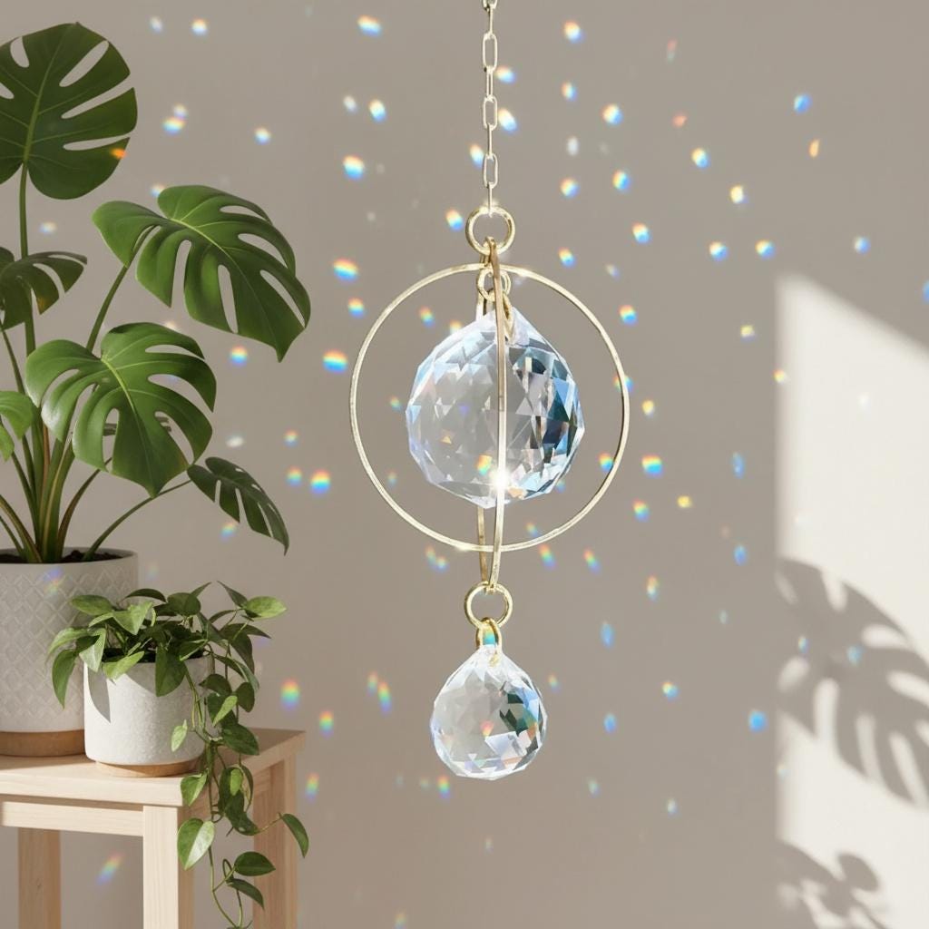 Galaxy Crystal Suncatcher: Rainbow Prism Window Hanging Decor