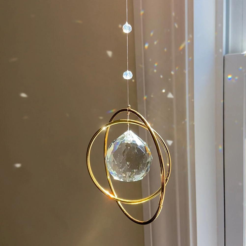 Crystal Ball Suncatcher: Modern Boho Rainbow Prism Window Decor
