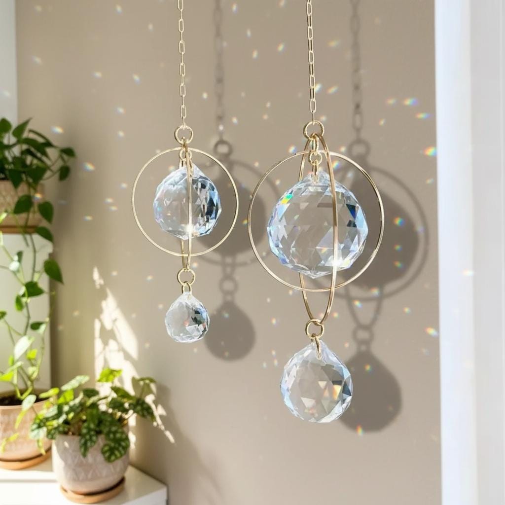 Galaxy Crystal Suncatcher: Rainbow Prism Window Hanging Decor