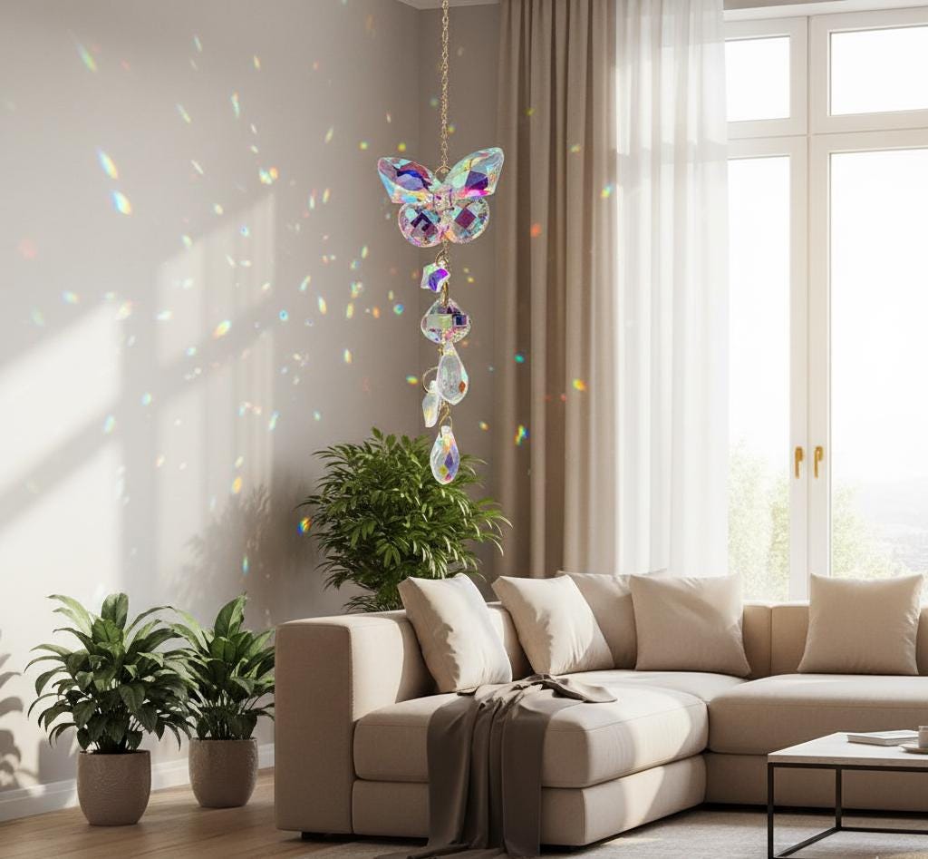 Butterfly Crystal Pendant Suncatcher