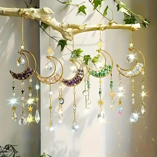 Crystal Moon Suncatcher: Boho Rainbow Maker Home Decor