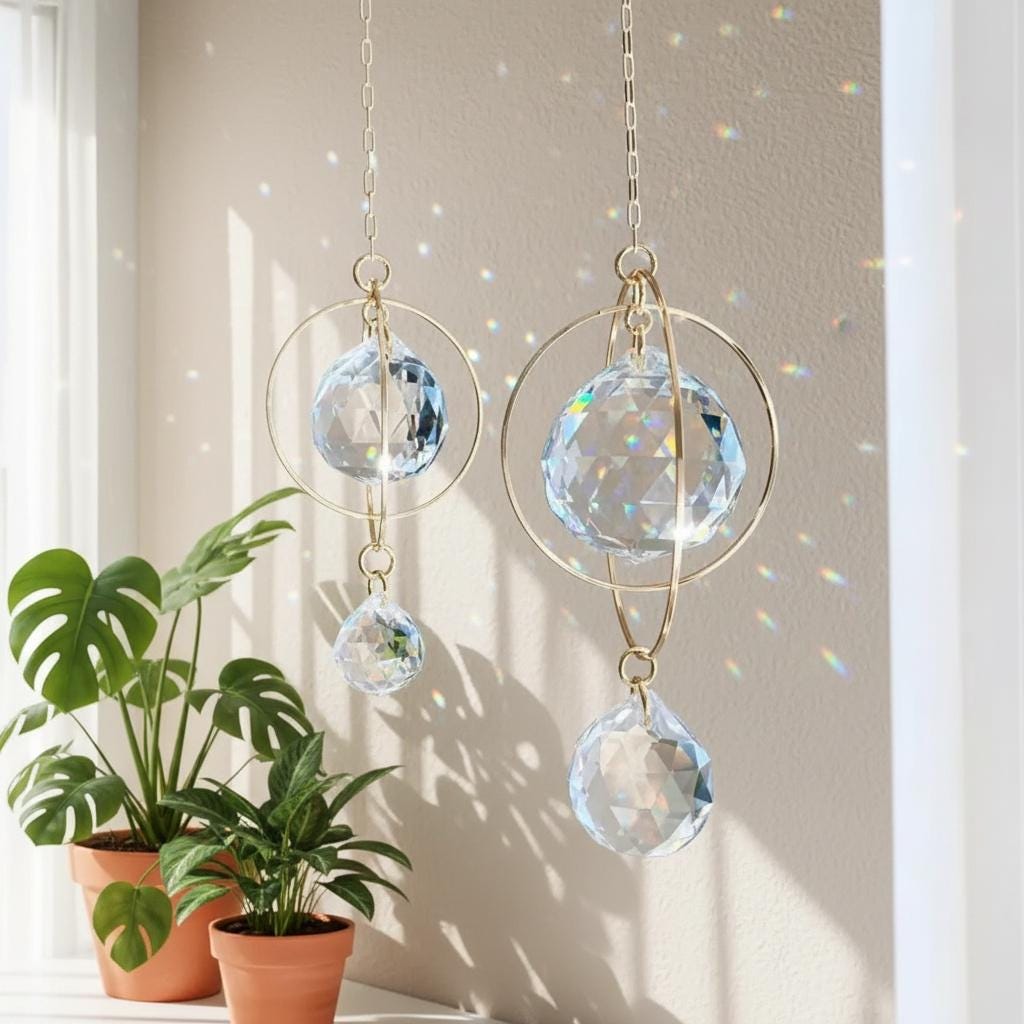 Galaxy Crystal Suncatcher: Rainbow Prism Window Hanging Decor